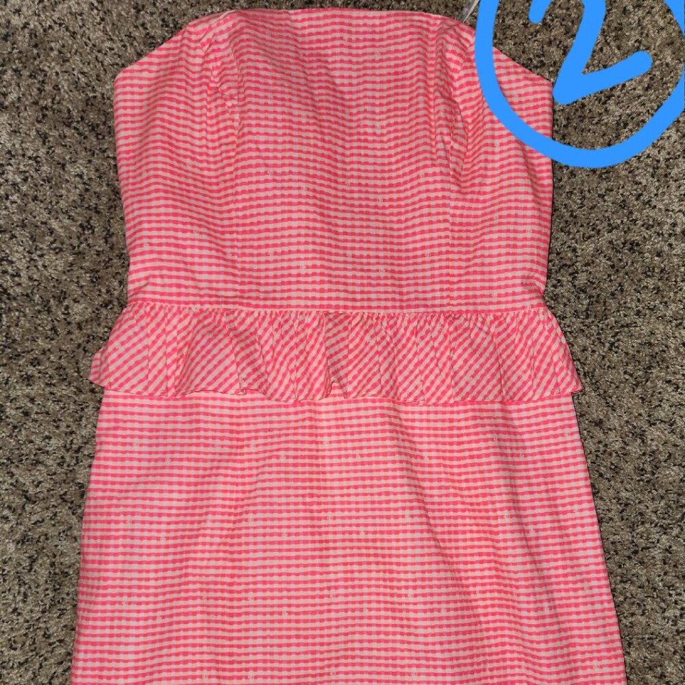 LILLY PULITZER gingham print strapless dress WOMEN'S size 2